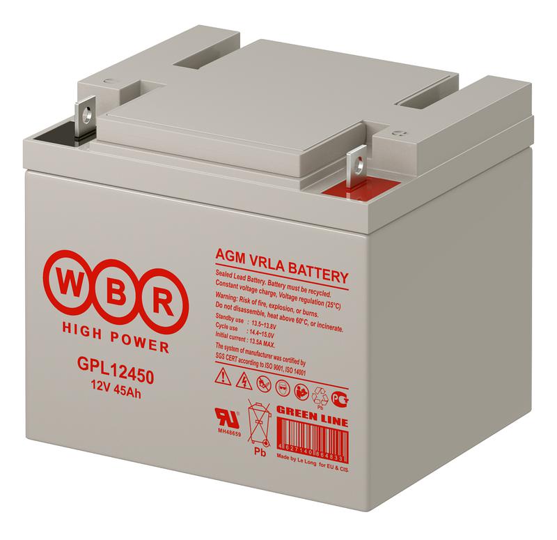  Аккумулятор 12В 45А.ч WBR GPL12450 WBR фото в каталоге от BTSprom.by