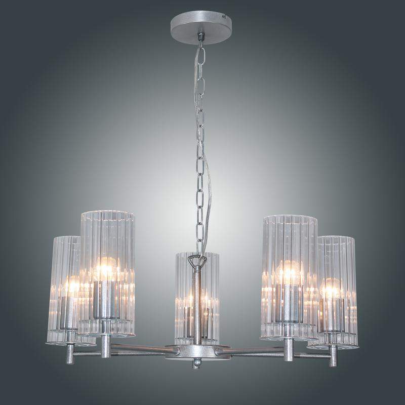  Светильник "Ника" 251 (плафон 0014) НСБ 01-5х60-139 Е27 [ИМ] подвесной серебр. Элетех 1005405302 фото в каталоге от BTSprom.by