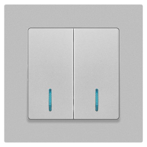  Выключатель 2-кл. СП Accent 6-105-03 10А IP20 250В с подсветкой AL/CU алюм. Intro Б0063511 фото в каталоге от BTSprom.by