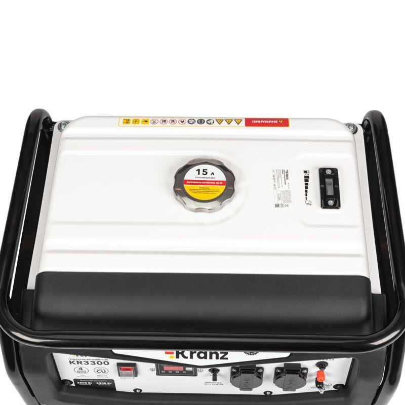  Генератор бензиновый KR3300 3.3кВт 230В 15л ручной стартер KRANZ KR-16-1133 фото в каталоге от BTSprom.by