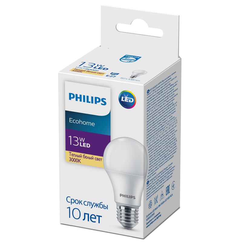 лампа светодиодная ecohome led bulb 13вт 1150лм e27 830 rca philips 929002299517 от BTSprom.by