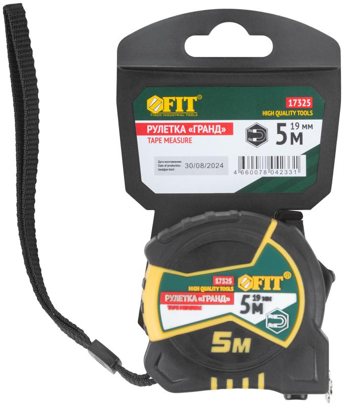  Рулетка Гранд 5мх19мм калибр. лента; нейлон. покрытие; магн. крючок; двойной стопор; прорезиненный корпус FIT 17325 фото в каталоге от BTSprom.by