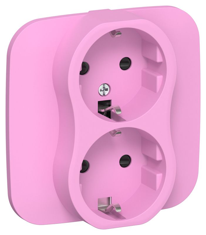 розетка 2-м сп flite рсш12-1-а-флпр 16а с заземл. с защ. шторками безвинтовое крепление в сборе механизм пурпур. iek fi-r24a-16-1-k99 от BTSprom.by