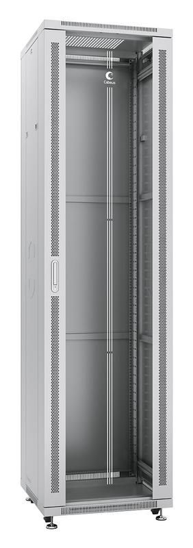 шкаф монтажный телекоммуникационный напольный sh-05c-47u60/60 19дюйм для распред. и серверн. оборудования 47u 600х600х2277мм передн. стеклян. и задн. сплошн. метал. двери ручка с замком сер. (ral 7035) cabeus 7862c от BTSprom.by