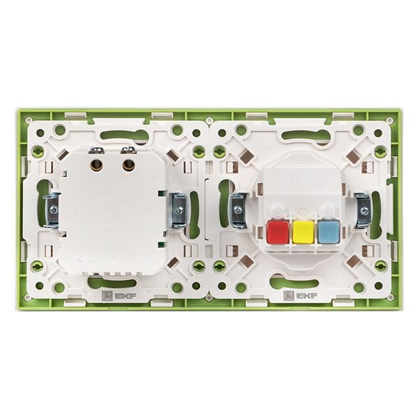  Рамка 2-м Стокгольм бел. с линией цвета зел. PROxima EKF EXM-G-303-20 фото в каталоге от BTSprom.by
