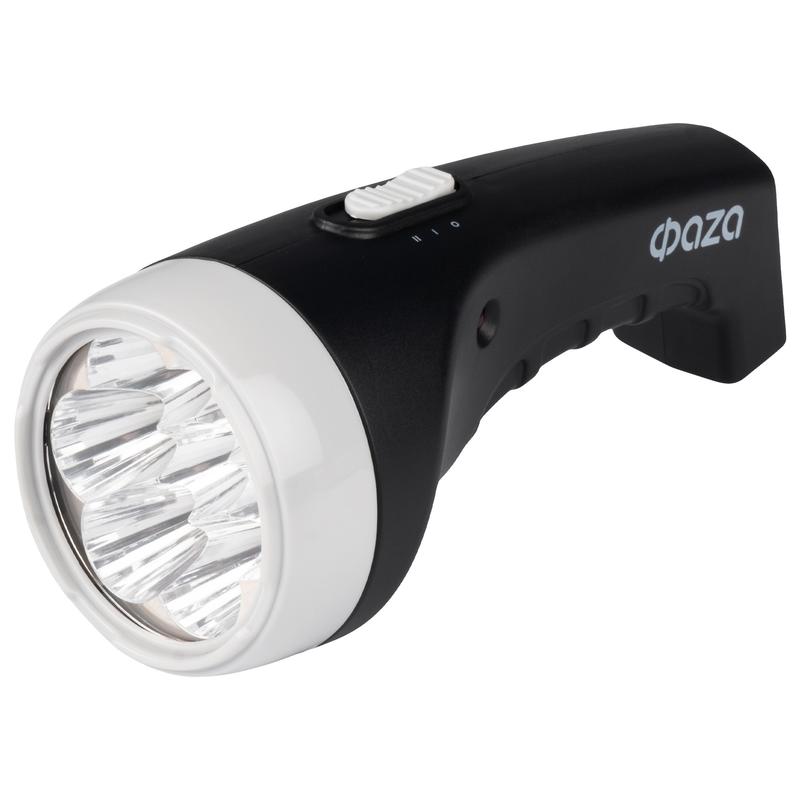 фонарь аккумуляторный ручной accuf2-l07-bk 7led 2 режима: 100проц./25проц. аккум. 0.4а.ч выдвижная вилка индикатор зарядки черн. фаzа 5000810 от BTSprom.by