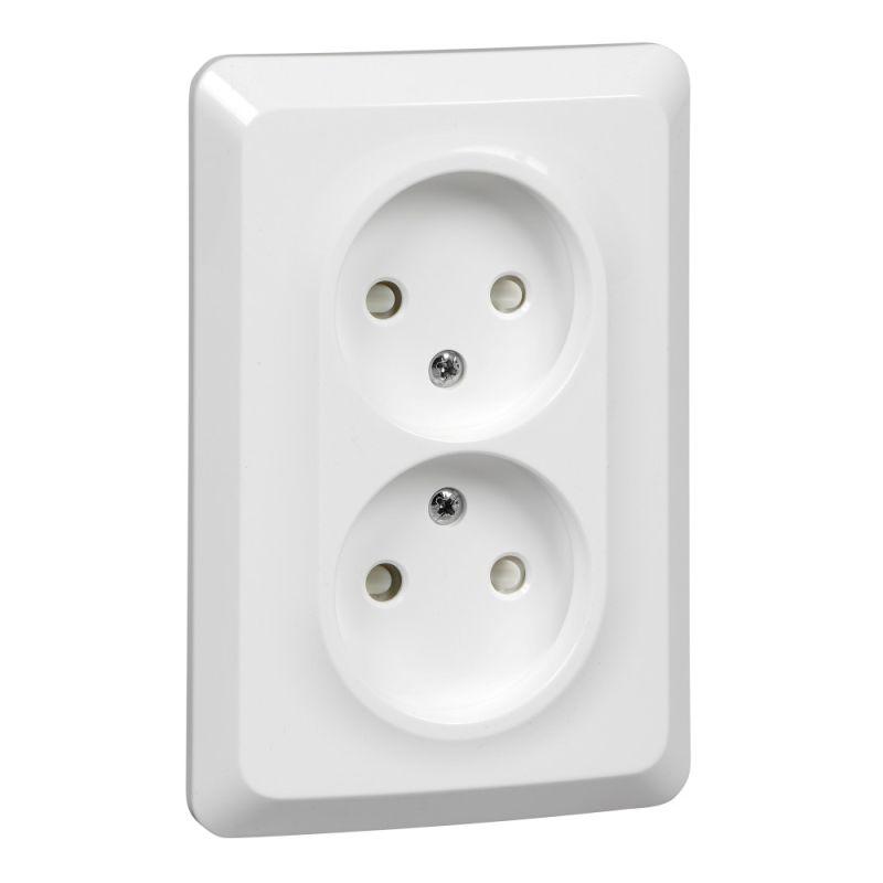 розетка 2-м сп этюд 16а ip20 250в без заземл. защ. шторки бел. se pc16-106b от BTSprom.by