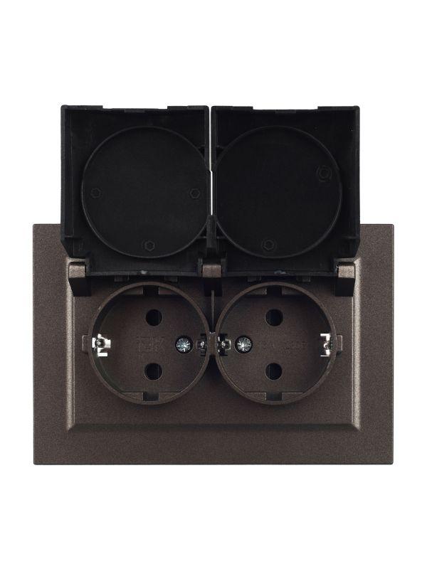  Розетка 2-м СП BRITE 16А в сборе IP44 с крышкой бронза IEK BR-R26-16-44-K45-F фото в каталоге от BTSprom.by