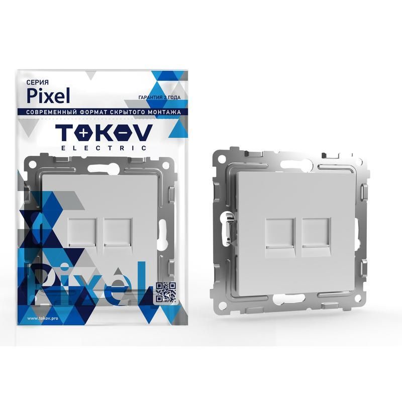 розетка компьютерная 2-м сп pixel rj45 кат.5e механизм бел. tokov electric tke-px-rc2-c01 от BTSprom.by