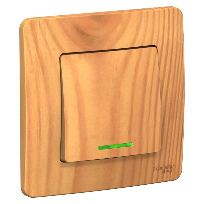  Выключатель 1-кл. СП Blanca 10А IP20 (сх. 1) 250В с подсветкой ясень SE BLNVS010115 фото в каталоге от BTSprom.by