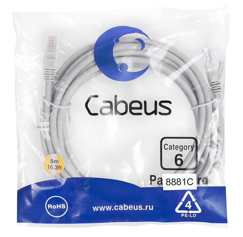 патч-корд u/utp кат.6 pc-utp-rj45-cat.6-5m-lszh 2xrj45/8p8c неэкранир. lszh 5м сер. cabeus 8881c от BTSprom.by