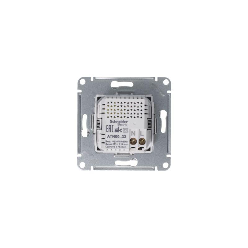  Розетка USB AtlasDesign тип A+A 5В 1х2.1А 2х1.05А механизм жемчуж. SE ATN000433 фото в каталоге от BTSprom.by