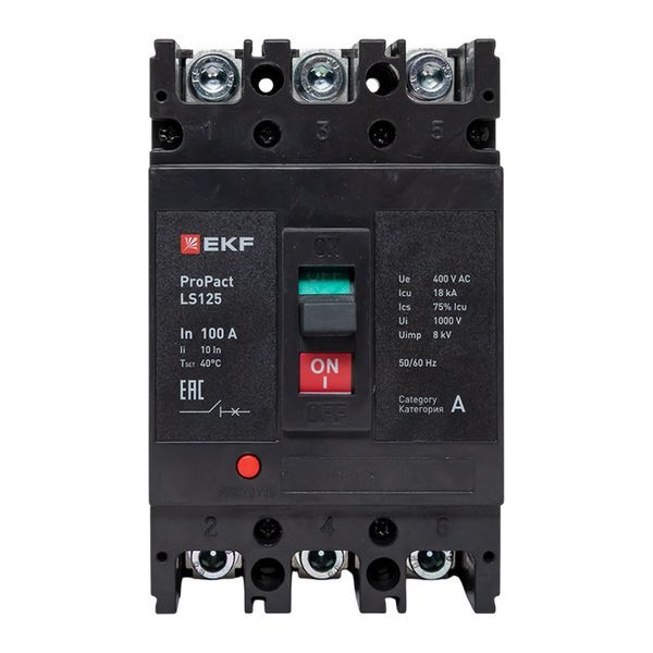  Выключатель автоматический LS125 18кА 3P 100А ProPact EKF mccb-125-18-3-100-ls фото в каталоге от BTSprom.by