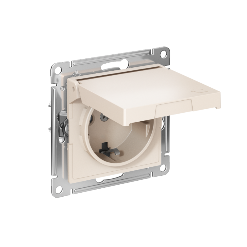 розетка atlasdesign 16а ip20 с заземл. защ. шторки с крышкой быстрозажим. клем. механизм беж. se atn000246s от BTSprom.by