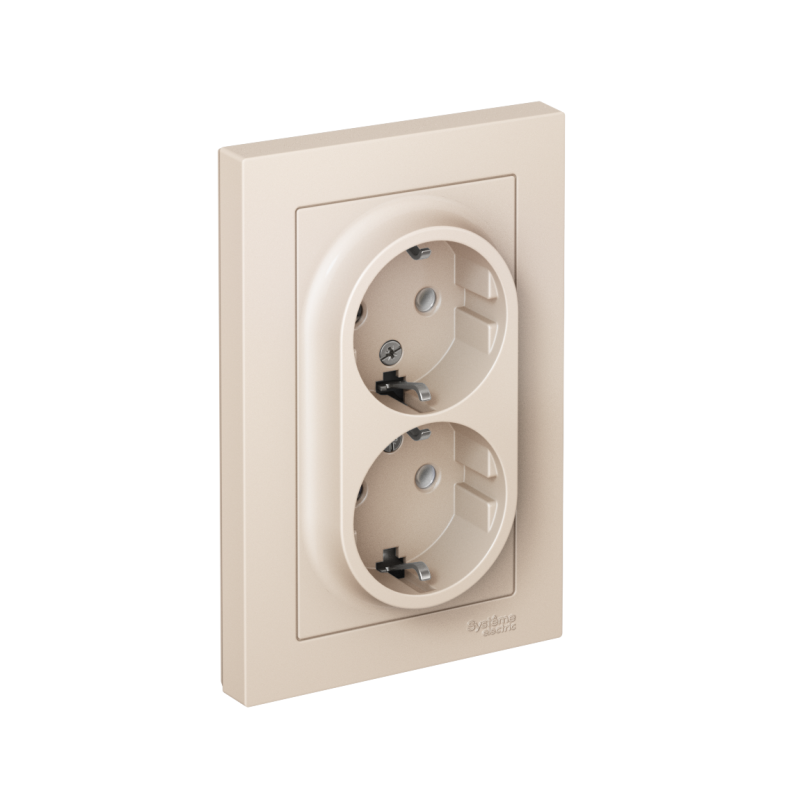розетка 2-м сп atlasdesign 16а ip20 с заземл. в сборе беж. se atn000224 от BTSprom.by