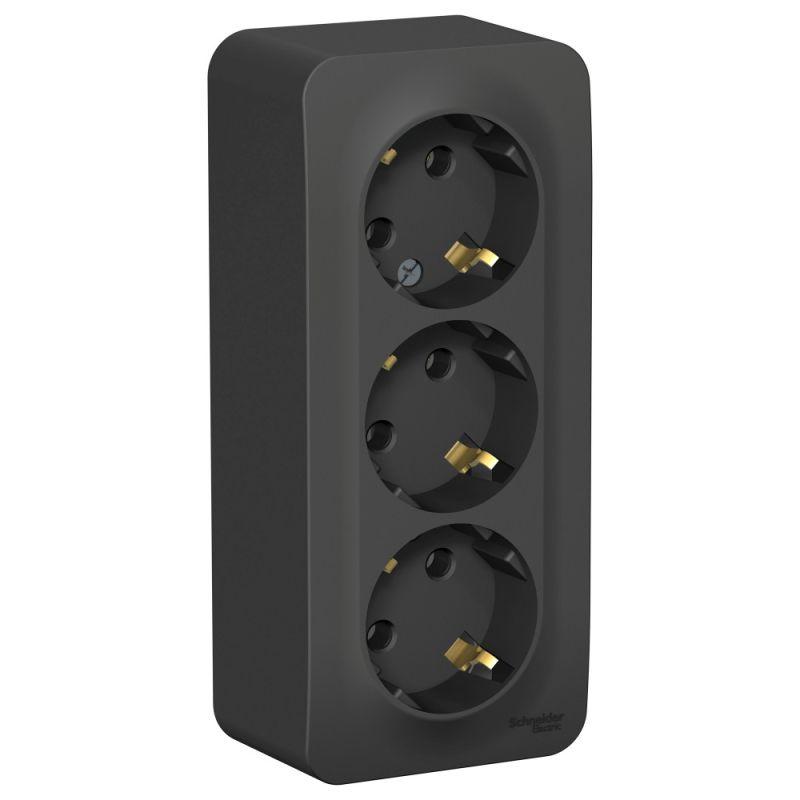 розетка 3-м оп blanca 16а ip20 250в с заземл. без защ. шторок с изолир. пластиной антрацит se blnra010316 от BTSprom.by