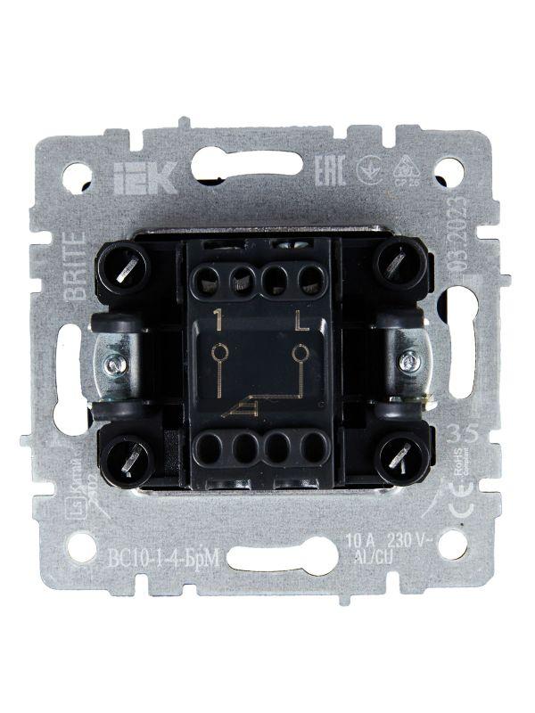  Выключатель 1-кл. СП BRITE ВС10-1-4-БрМ 10А самовозвратн. механизм маренго IEK BR-V14-0-10-K35 фото в каталоге от BTSprom.by