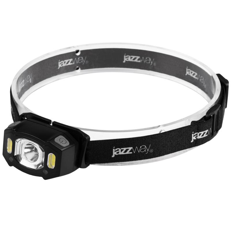 фонарь аккумуляторный налобный accuh3-l5w-bk led 5вт + 2хred smd ip54 5 режимов: 100проц. 180лм 3.5ч/50проц. 110лм 5.5ч/30проц. 65лм 15ч/красн. 28ч/мигающ. красн. 12ч аккум. управл. жестами черн. jazzway 5036703 от BTSprom.by