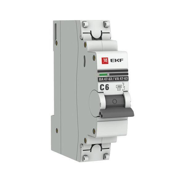 выключатель автоматический модульный 1п c 6а 4.5ка ва 47-63 proxima ekf mcb4763-1-06c-pro от BTSprom.by