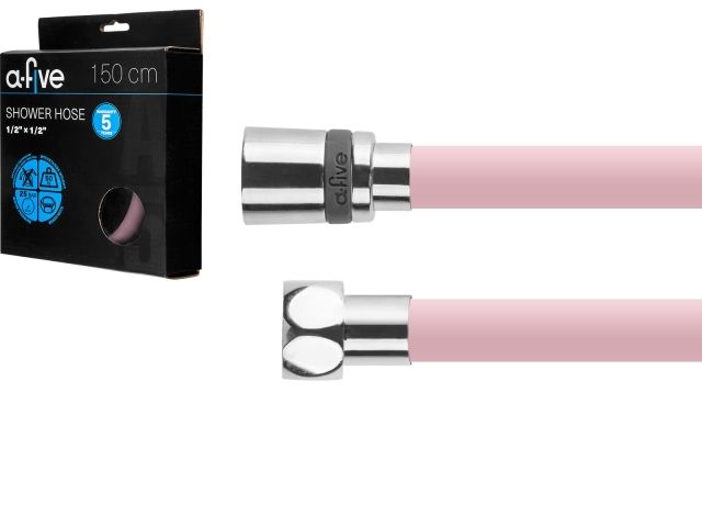 шланг душевой, si, 1/2" г-г 150 см, розовый, a-five (гайка латунь (anti-twist), 25 бар) a5-030pnk от BTSprom.by