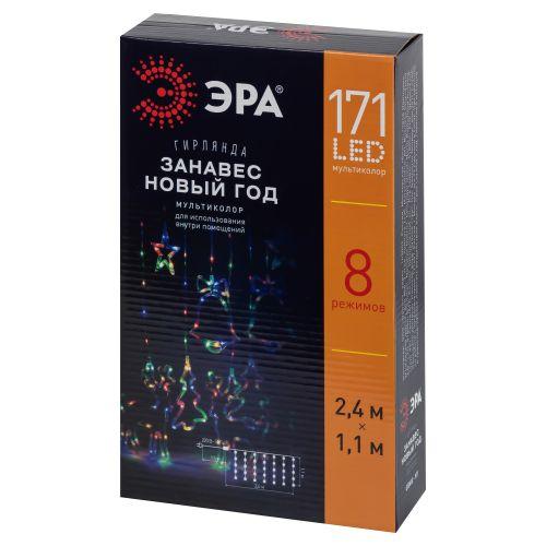  Гирлянда светодиодная "Занавес" "Новый год" 2.4х1.1м 171LED мультиколор IP2 220В 8 режимов дл. провода 3м Эра Б0055998 фото в каталоге от BTSprom.by
