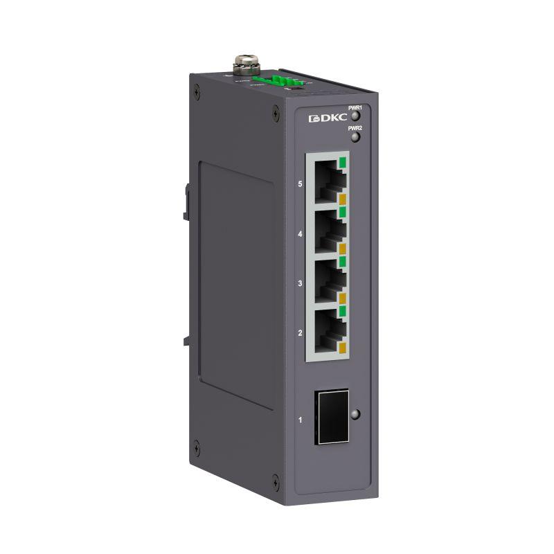 коммутатор промышленный неуправляемый 1х100base-x sfp слот: 4х 10/100base-t(x) портов rj45 12-48в dc/18-30в ac с резервированием dkc n1000-1sfp4t-p2 от BTSprom.by