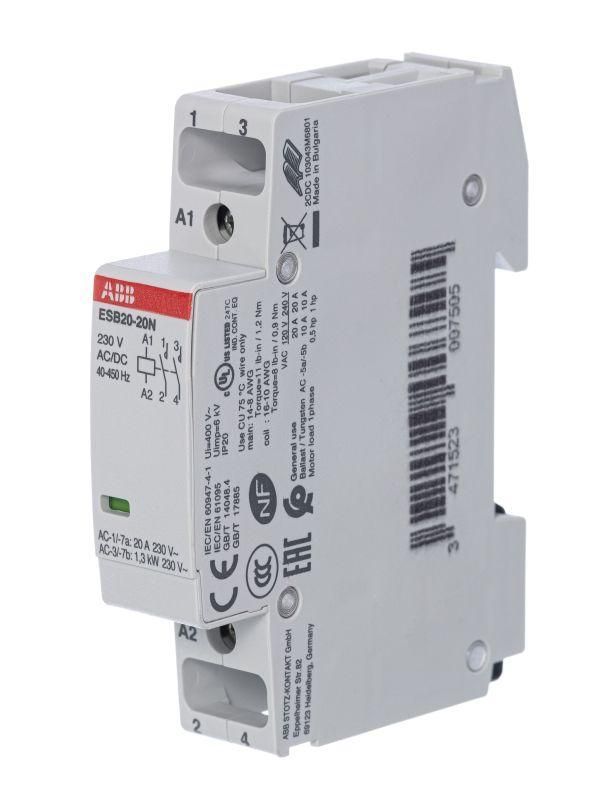 контактор esb20-20n-06 модульный (20а ас-1 2но) катушка 230в ac/dc abb 1sbe121111r0620 от BTSprom.by
