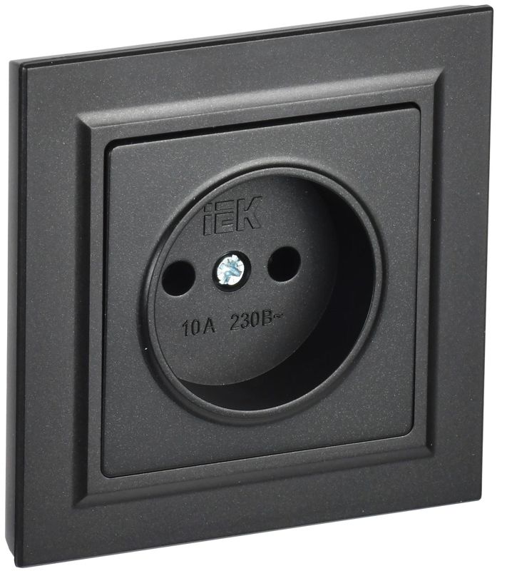 розетка сп brite рср10-1-0-брч 10а в сборе без заземл. без защ. шторок черн. iek br-r10-10-k02-f от BTSprom.by