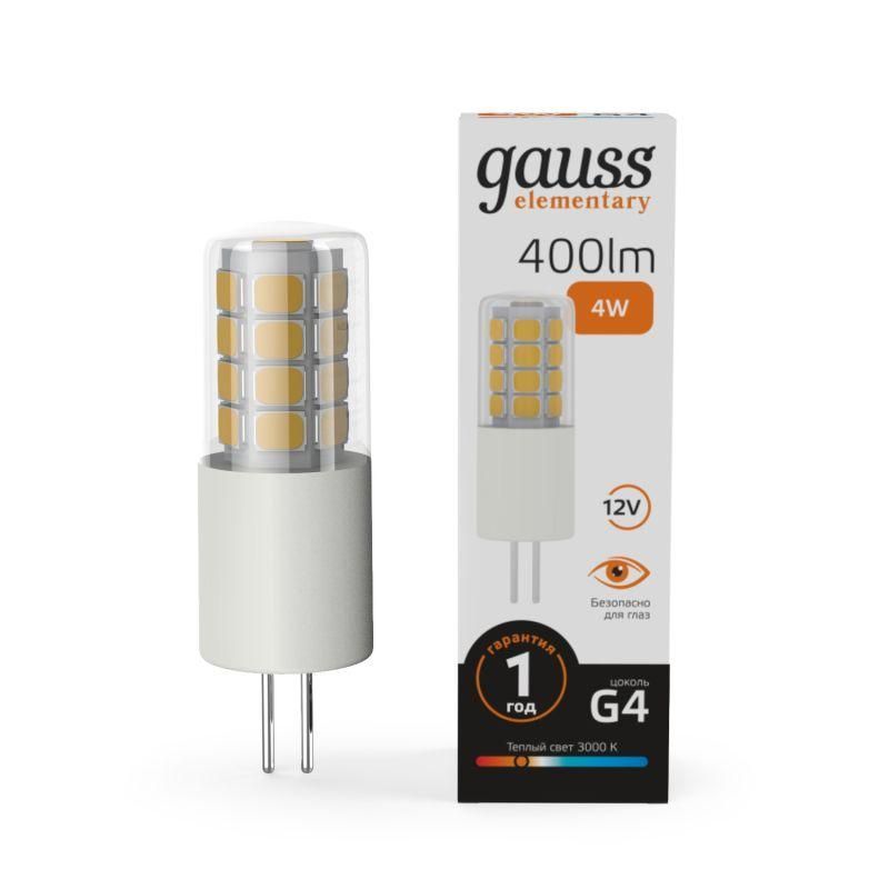 лампа светодиодная elementary 4вт капсульная 3000к тепл. бел. g4 400лм dc 12в gauss 10714 от BTSprom.by