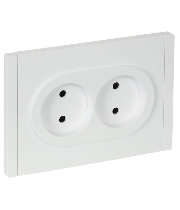 розетка 2-м сп forte&piano fp225 10а без заземл. защ. шторки безвинт. крепл. бел. iek fp-r23-10-1-k01 от BTSprom.by