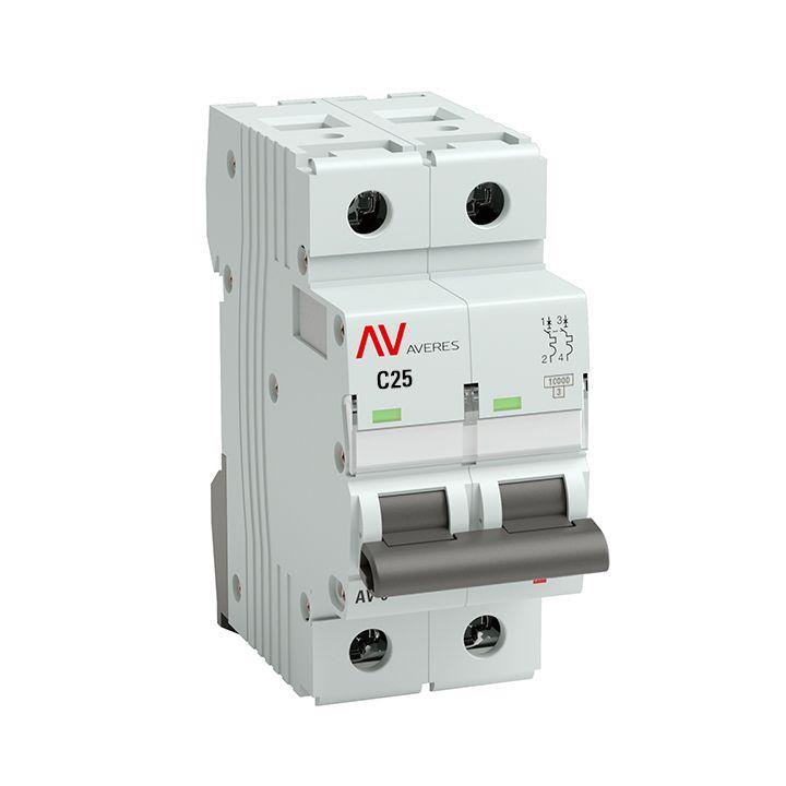 выключатель автоматический модульный 2п c 25а 10ка av-10 averes ekf mcb10-2-25c-av от BTSprom.by