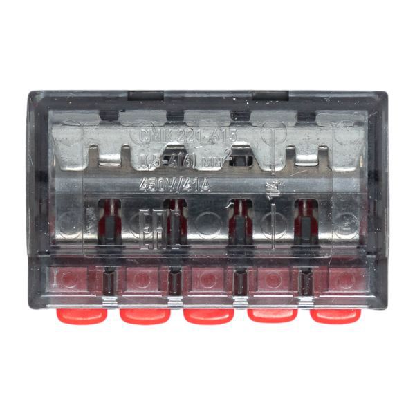  Клемма строительно-монтажная СМК 221-615 5-проводная 0.5-4.0(6)кв.мм с рычагом (уп.25шт) PROxima EKF plc-smk-221-615 фото в каталоге от BTSprom.by