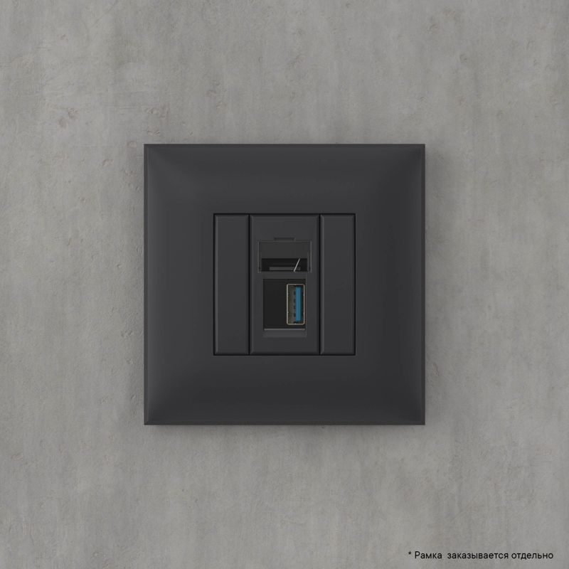  Розетка USB 3.0 1-м СП Avanti "Черный матовый" тип А-А DKC 4412303 фото в каталоге от BTSprom.by