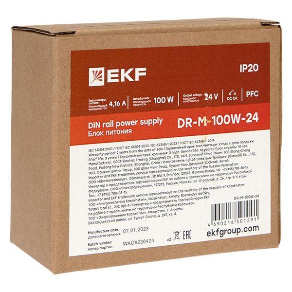  Блок питания на DIN-рейку 100Вт Uвх ~ 220В AC m Uвых - 24В DC постоянного тока EKF DR-M-100W-24 фото в каталоге от BTSprom.by