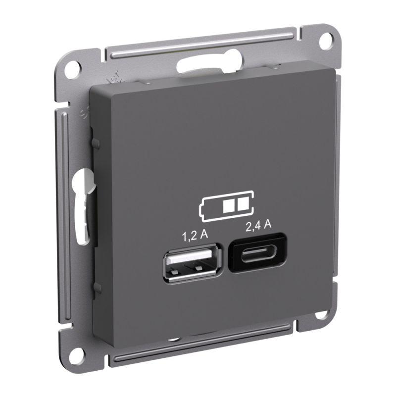 розетка usb atlasdesign тип a+c 5в/2.4а 2х5в/1.2а механизм базальт se atn001439 от BTSprom.by