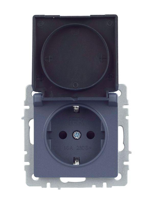  Розетка BRITE РСбш10-3-44-БрМ 16А IP44 с заземл. защ. шторки с крышкой механизм маренго IEK BR-R16-16-44-K35 фото в каталоге от BTSprom.by