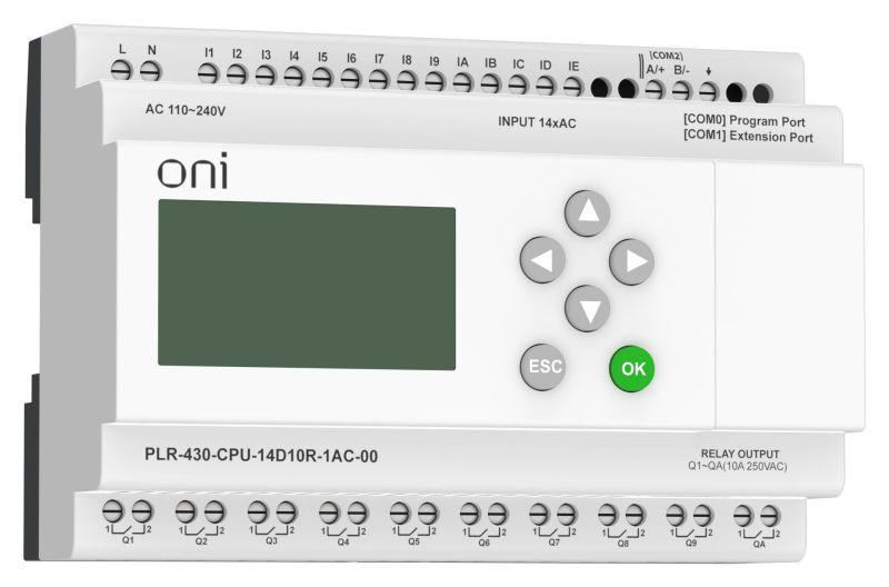 модуль цпу плк 430 14 di 10 ro 220в ac с экраном oni plr-430-cpu-14d10r-1ac-00 от BTSprom.by