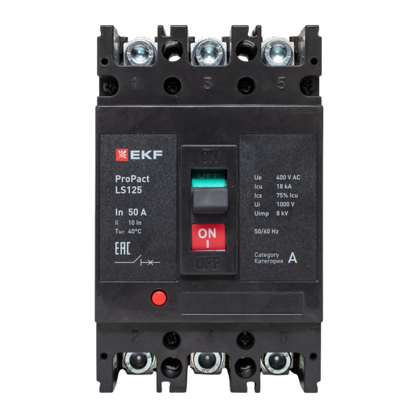  Выключатель автоматический 3п 50А 18кА LS125 ProPact EKF mccb-125-18-3-50-ls фото в каталоге от BTSprom.by