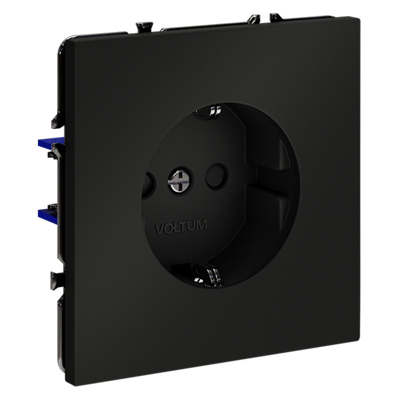  Розетка 1-м СП S70 16А с заземл. защ. шторки механизм черн. матов. Voltum VLS040208 фото в каталоге от BTSprom.by