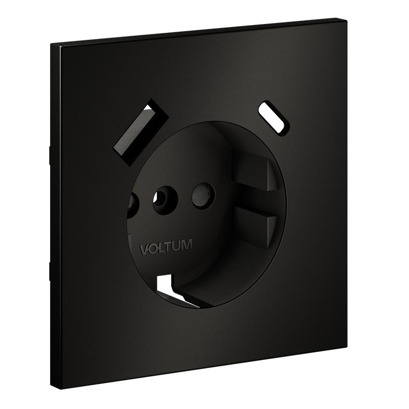 накладка для розетки с заземлением и защитными шторками с usb a+c s70 metal антрацит voltum vlsm001012 от BTSprom.by