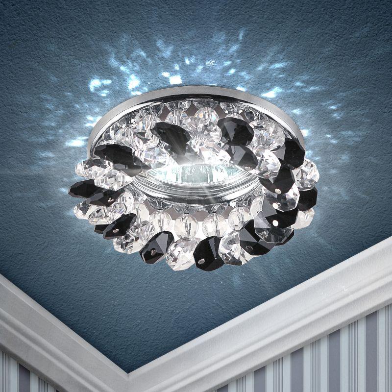 светильник точечный dk16 ch/wh/bk 50вт mr16 12в декор "кругл. с мелкими хрусталиками" хром./прозр./черн. эра c0043750 от BTSprom.by