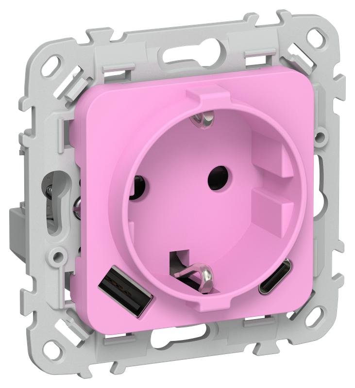 розетка 1-м сп flite рсюшс11-0-флпр 16а с usb a+c 20вт с заземл. с защ. шторками механизм пурпур. iek fi-r14-16-u22-020-k99 от BTSprom.by