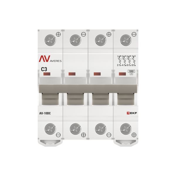  Выключатель автоматический 4п C 3А 10кА AV-10 DC AVERES EKF mcb10-DC-4-03C-av фото в каталоге от BTSprom.by