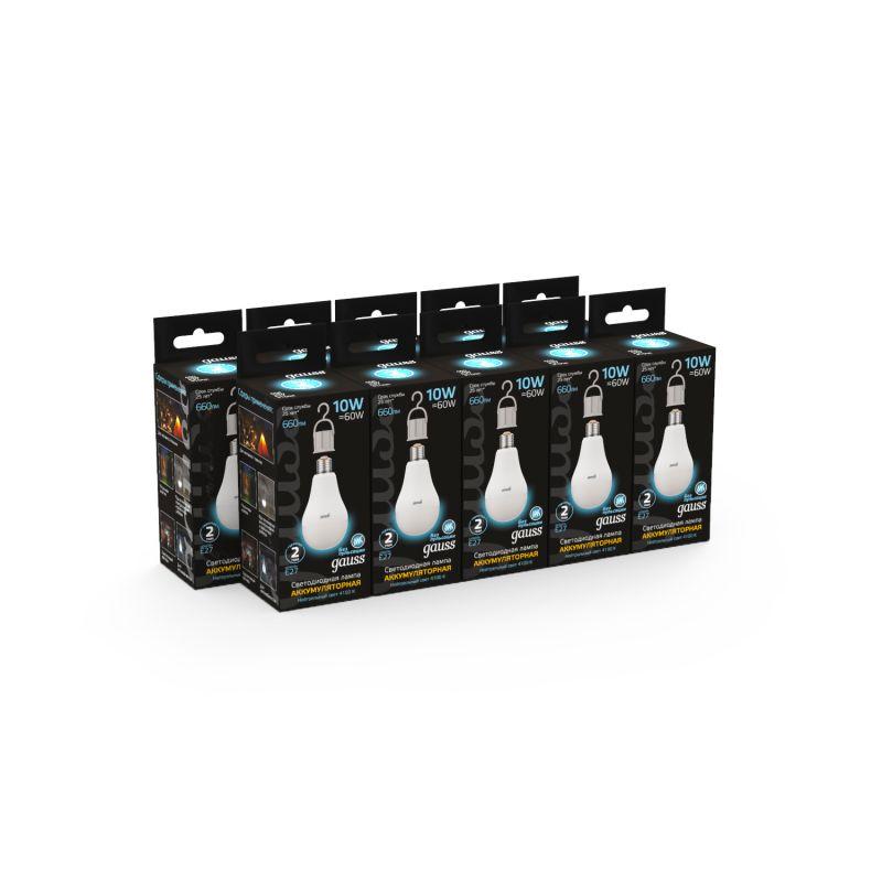 Лампа светодиодная Black 10Вт A60 грушевидная 4100К нейтр. бел. E27 660лм аккум. Li-Ion GAUSS 102402200 фото в каталоге от BTSprom.by