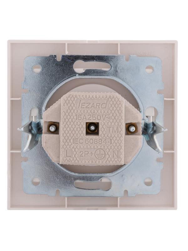  Розетка 1-м СП Rain 16А IP20 без заземл. керамика жемчуж./бел. метал. LEZARD 703-3030-121 фото в каталоге от BTSprom.by