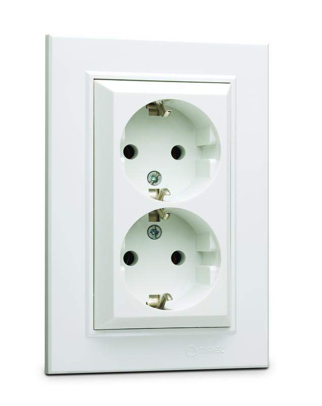 розетка 2-я с/з сп (новый дизайн) karea 16а ip20 бел. makel 56001057 от BTSprom.by