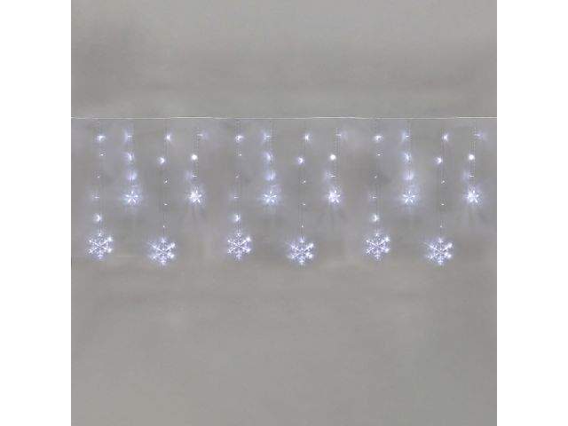 гирлянда со снежинками "бахрома" 2,4х0,9 м, 150led, цвет свечения белый (с контроллером, 8 режимов. тип питания: 230в) (neon-night) от BTSprom.by