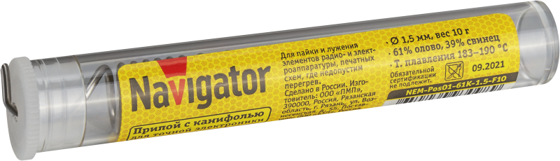 припой 93 098 nem-pos01-61k-1.5-f10 (пос-61; колба; 1.5мм; 10 г) navigator 93098 от BTSprom.by