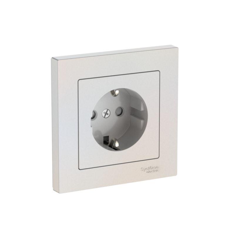розетка atlasdesign 16а с заземл. защ. шторки быстрозажим. клем. в сборе жемчуж. se atn000444s от BTSprom.by
