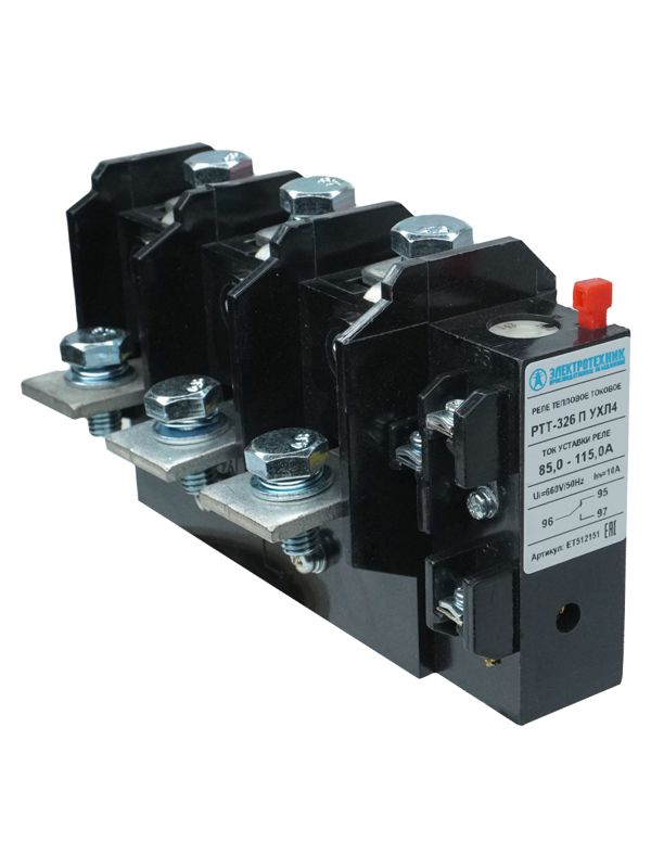 реле тепл. ртт-326 п ухл4 100а 85.0-115.0а 660в/50гц 1з+1р ручной возврат ip00 электротехник et512151 от BTSprom.by